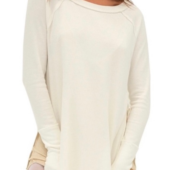 FREE PEOPLE Snowy White Thermal Waffle-knit Oversized Long Sleeve Top - Picture 7 of 12
